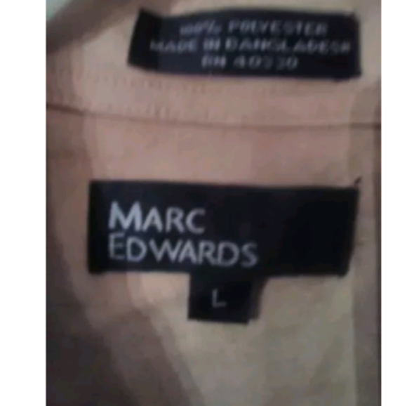 Marc Edwards Size Large Tan Suede Look Button Front Shirt. - Picture 3 of 5